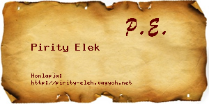 Pirity Elek névjegykártya